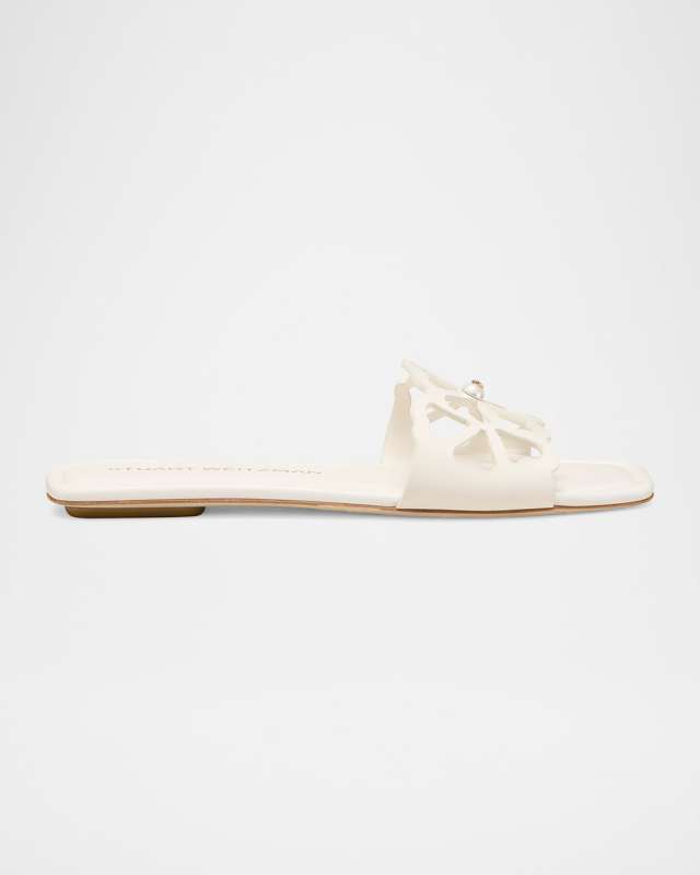 Jasmine Leather Cutout Flat Slide Sandals